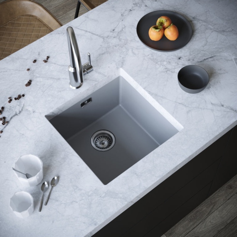 Ellsi Undermount 1 Bowl Sink & Waste – 440mm Grey