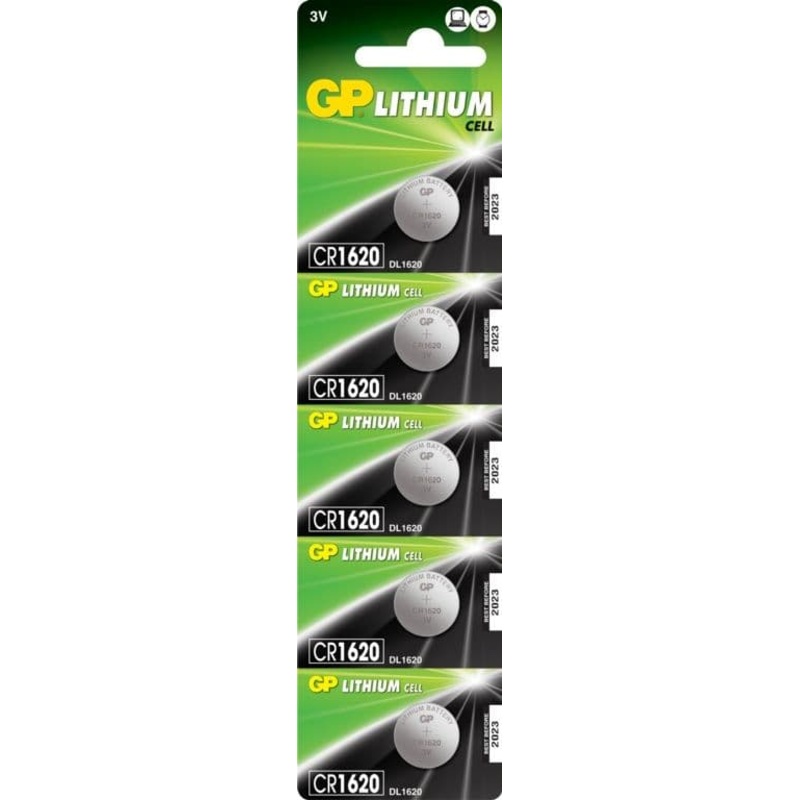 GP Lithium Button Cell Battery – CR1620 Pack 5