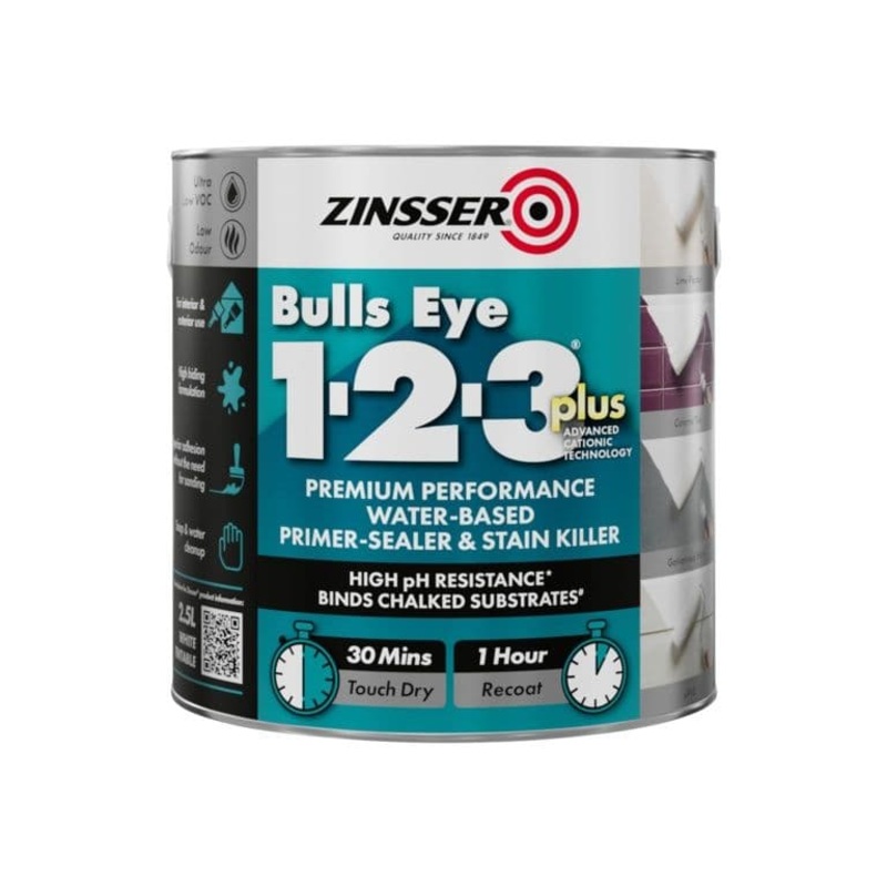 Zinsser Bullseye 1-2-3 Plus Water Based Primer – 2.5L
