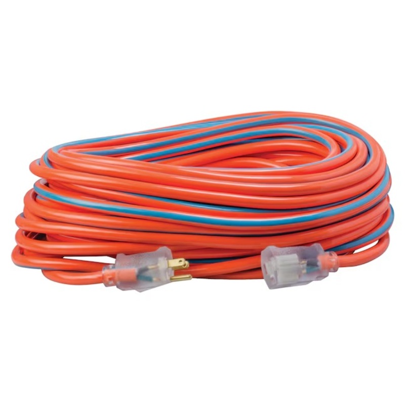Southwire 2549SW003V Stripes and Cool Colors 100-ft 12 / 3 3 Prong Orange, Blue Outdoor SJTW Heavy Duty Lighted Extension Cord | Bigbigmart.com