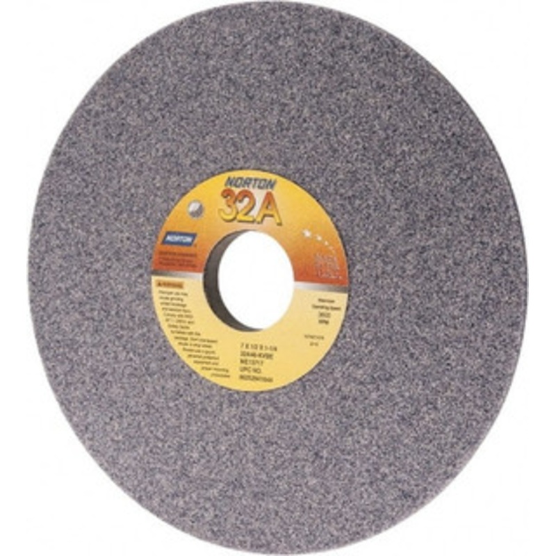 Norton 7 Diam, 1-1/4 Hole Size, 1/2 Overall Thickness, 46 Grit, Type 12 Tool & Cutter Grinding Wheel Coarse Grade, Aluminum Oxide, K Hardness, Vitrified Bond, 3,600 RPM 66252941644 – 05969423