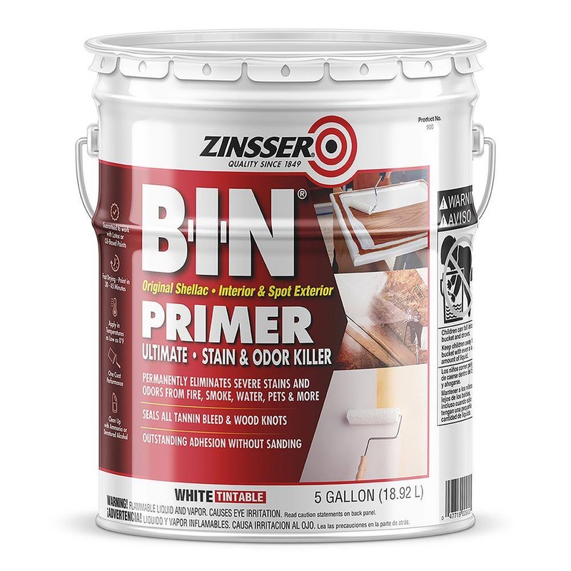 Zinsser 00900 5 gal. B-I-N Shellac-Based White Interior Primer and Sealer | Bigbigmart.com