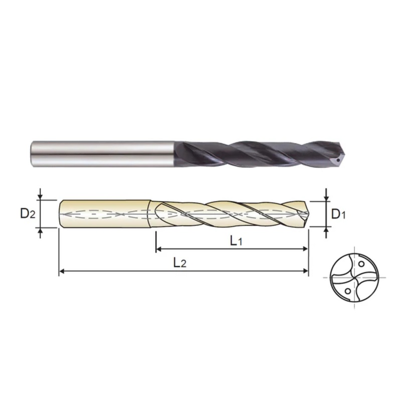 YG1-DH408111 11.1 mm Carbide Dream Drill (5XD) Metric, Long, Coolant Thru