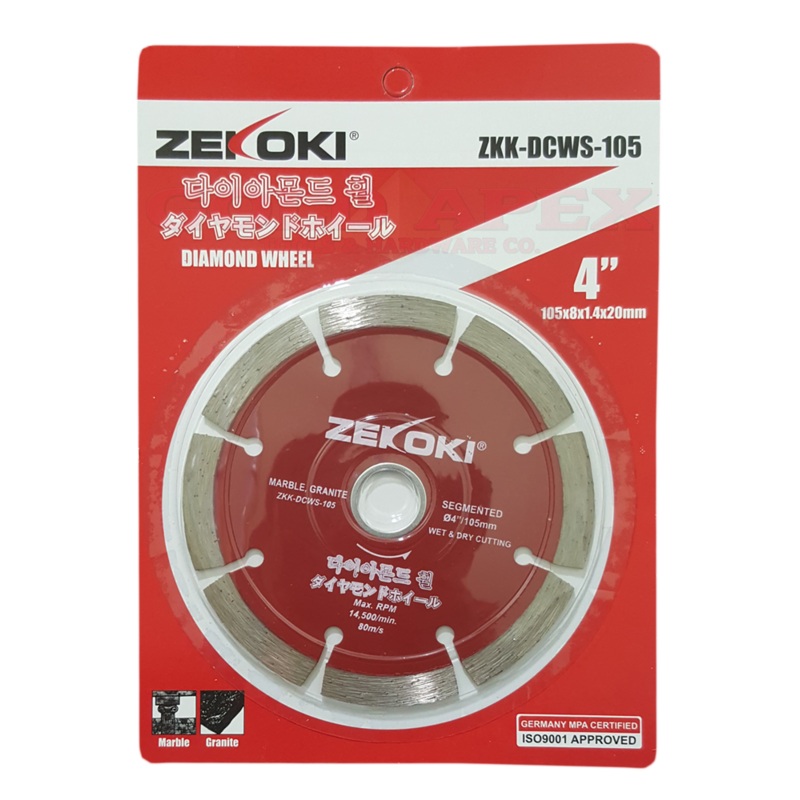 Zekoki ZKK-DCWS-105 Diamond Disc 4″ Segmented