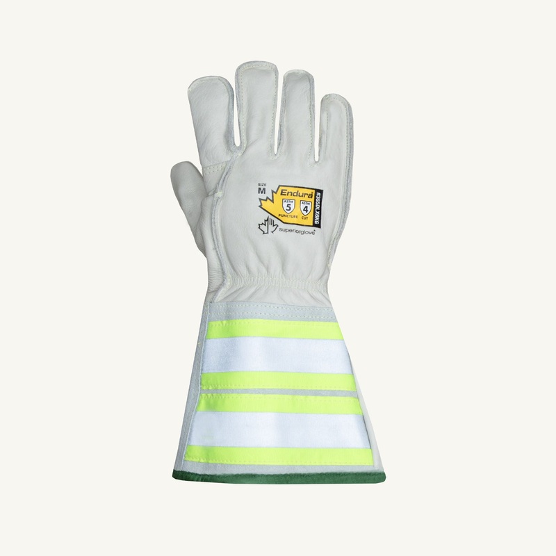 Work Gloves – Superior Glove Endura Deluxe Kevlar-Lined Lineman w/ 6″ Reflective Gauntlet Cuffs, 365DLX6KG