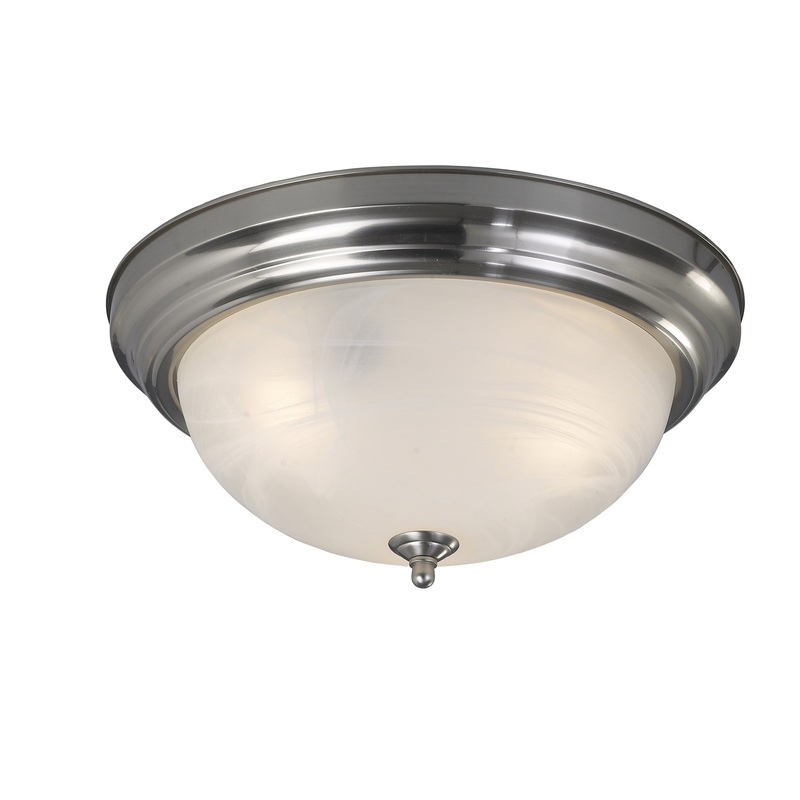 Flush Mount Light – Canarm Alabaster Glass Brushed Nickel IFM411BN